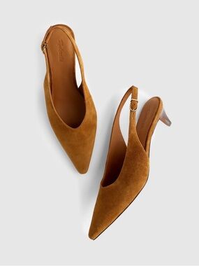 NWOB! MADEWELL Women’s The Emilie Slingback Pump in Russet Suede, Size 6.5